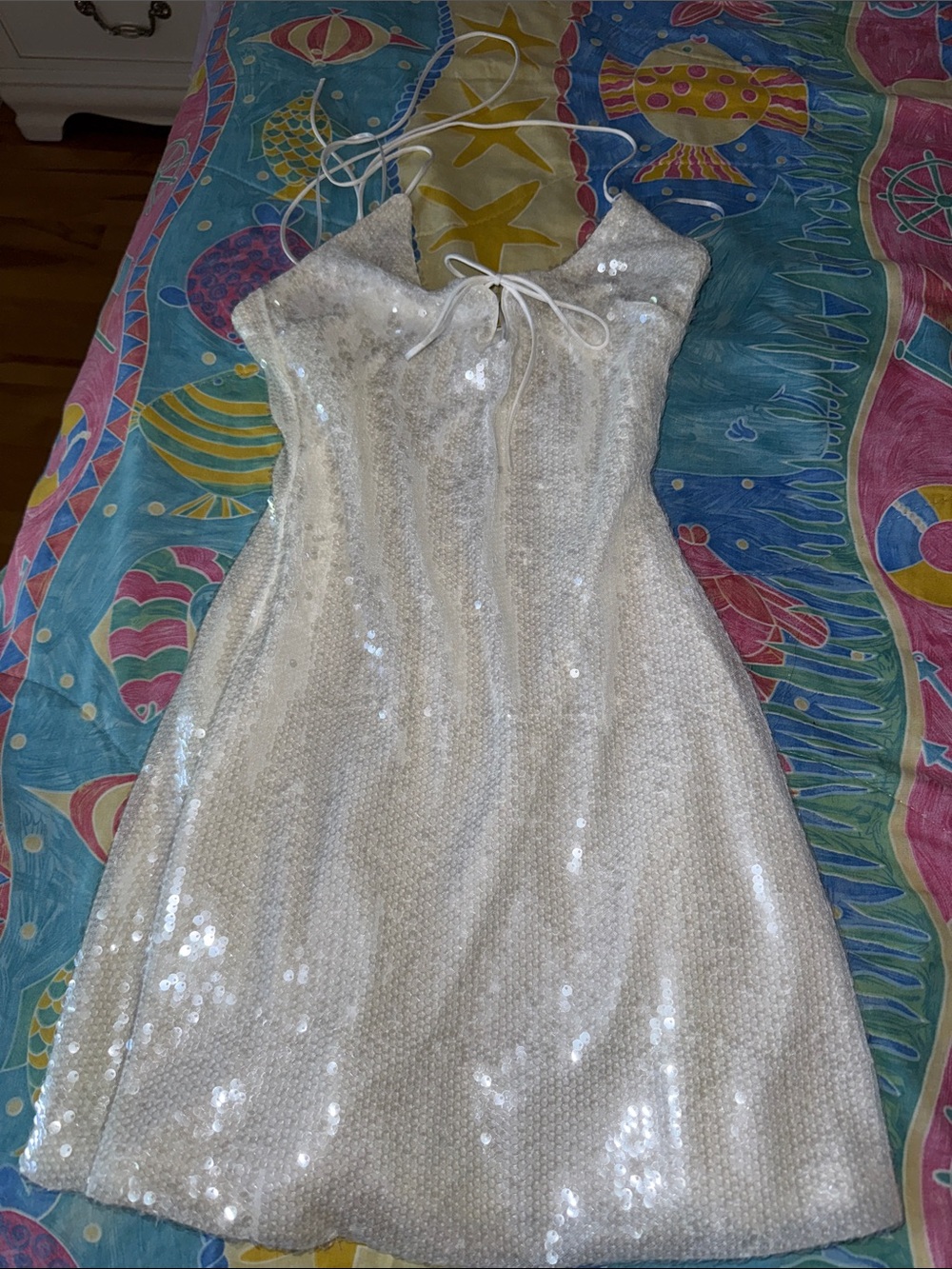Princess Polly White Sequin Halter Mini Dress
